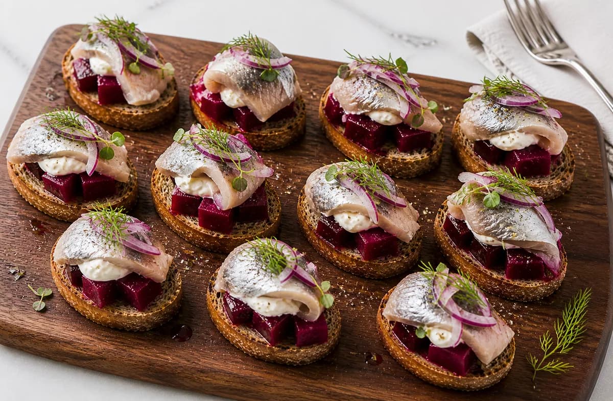 Bruschetta with Herring & Roasted Beets
