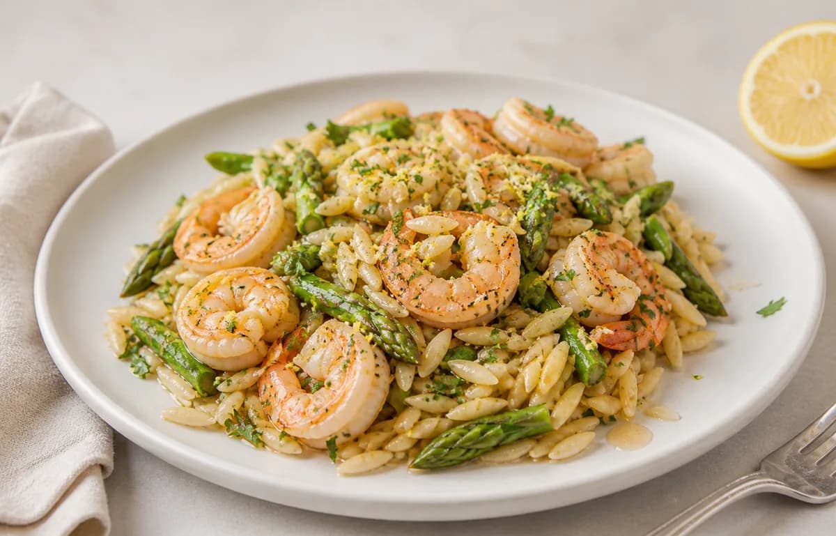Orzo with Shrimp & Asparagus