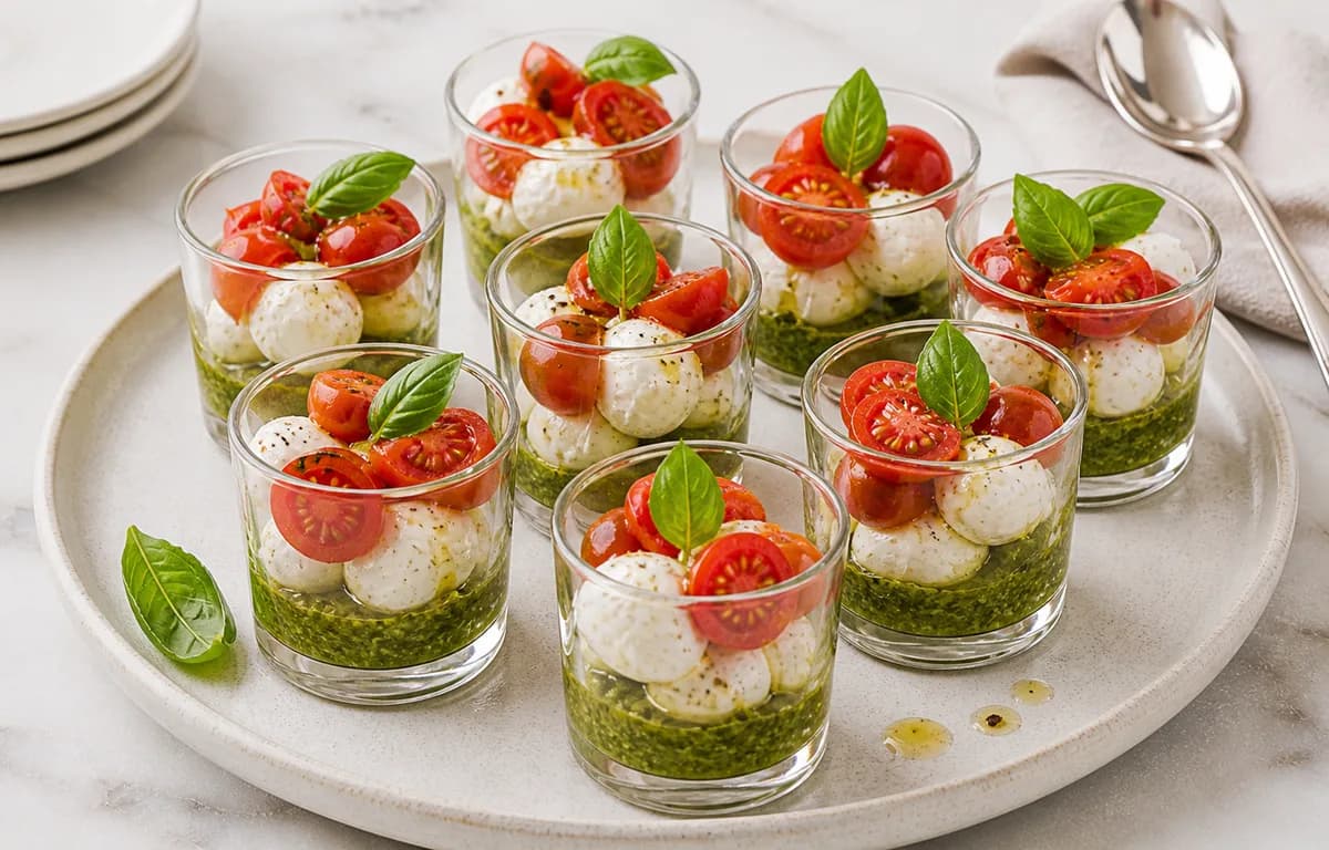 Pesto, Mozzarella & Tomato Cups